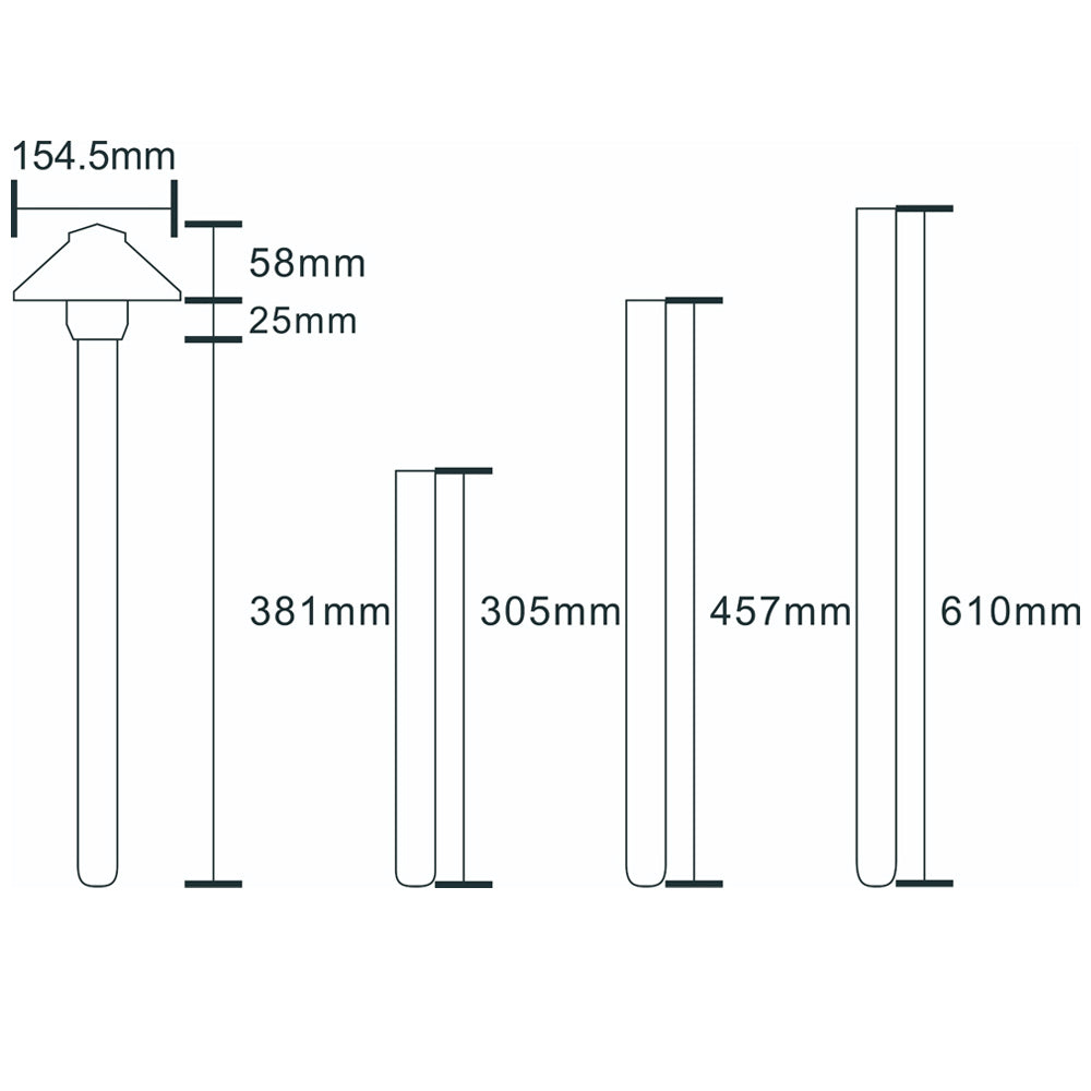 Pro Light Club Brass Aluminum Medium Shaded Path Light